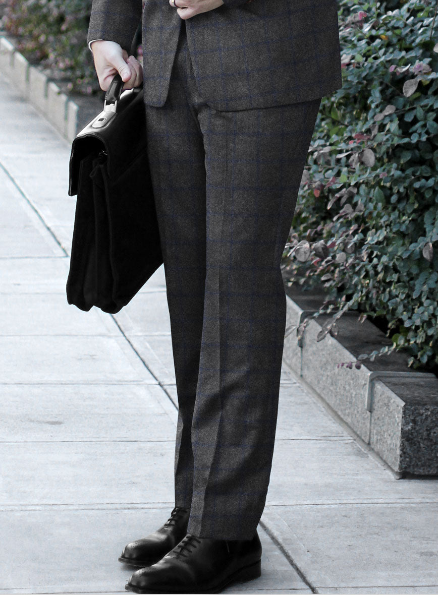 Italian Jamen Gray Checks Flannel Suit - StudioSuits