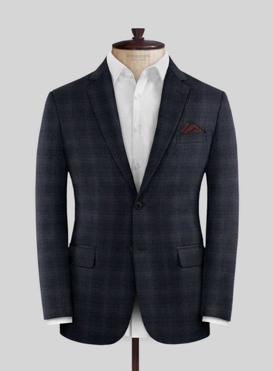 Italian Lark Blue Checks Flannel Jacket - StudioSuits