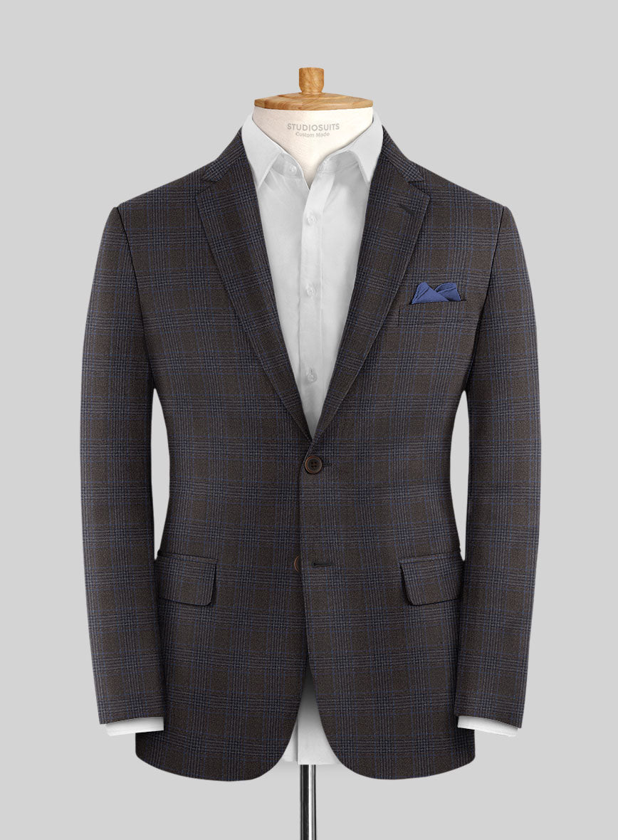 Italian Lark Brown Checks Flannel Jacket - StudioSuits