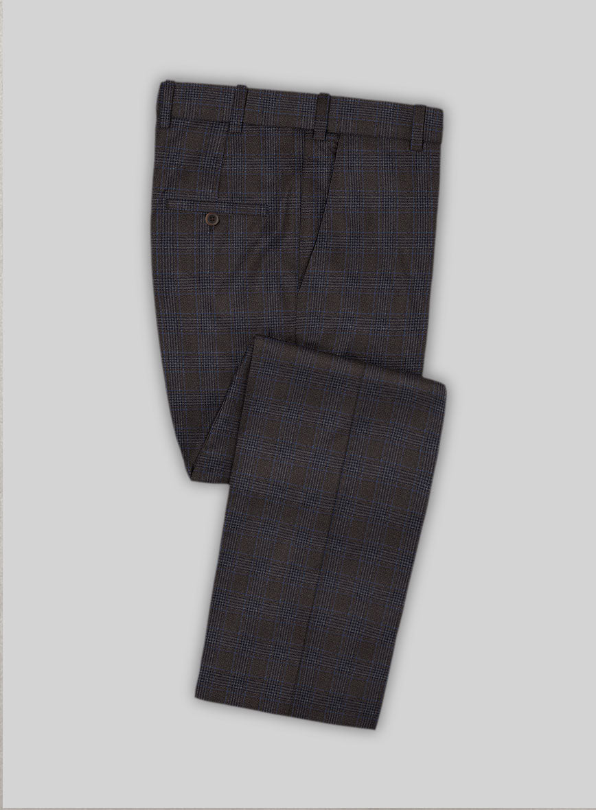 Italian Lark Brown Checks Flannel Pants - StudioSuits