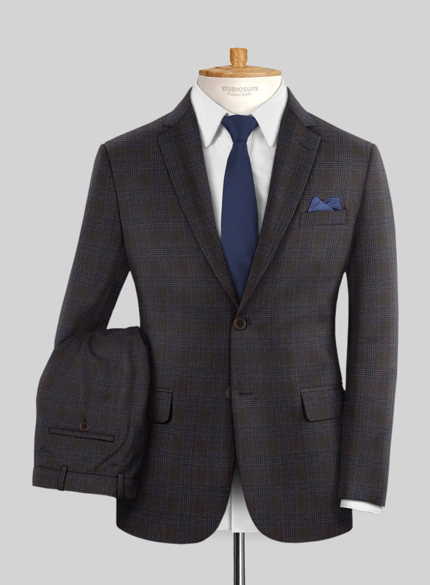 Italian Lark Brown Checks Flannel Suit - StudioSuits