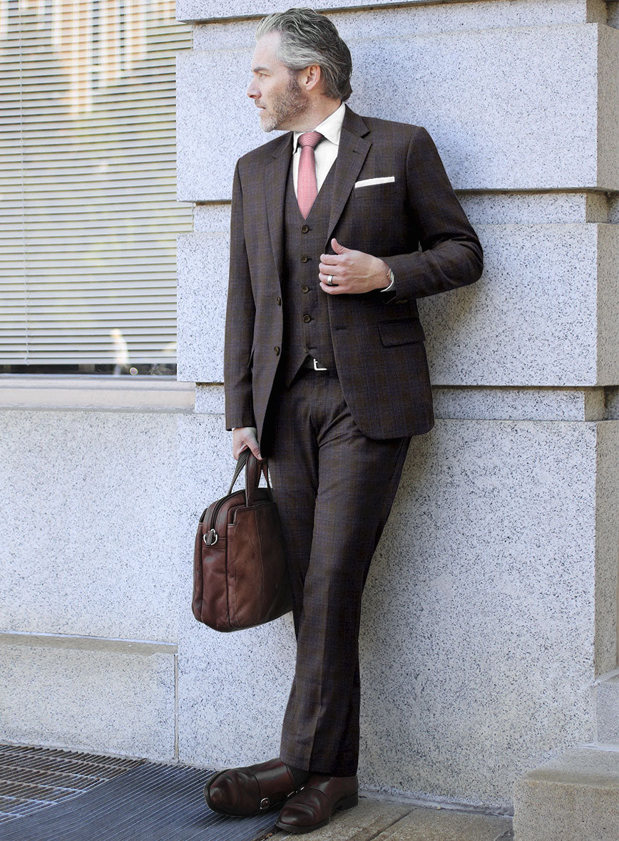 Italian Lark Brown Checks Flannel Suit - StudioSuits