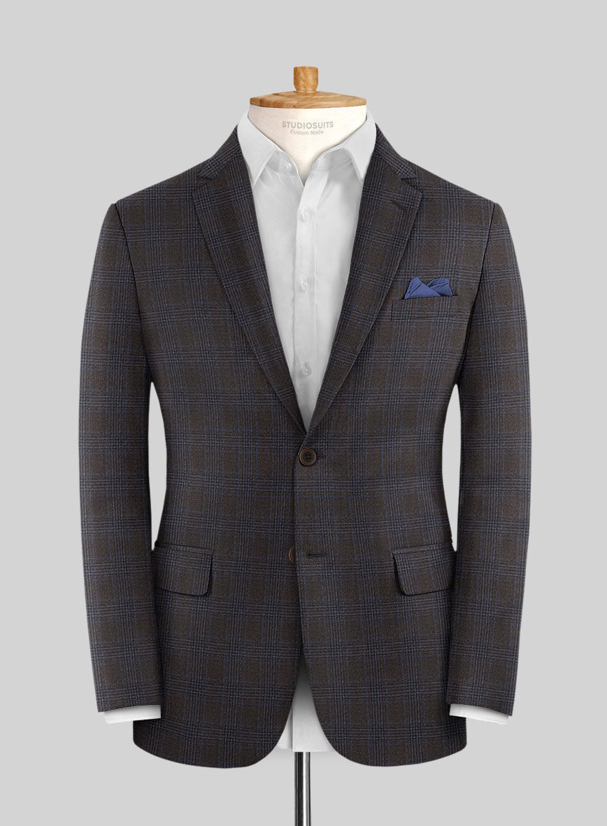 Italian Lark Brown Checks Flannel Suit - StudioSuits