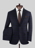 Italian Lark Indigo Blue Checks Flannel Suit - StudioSuits