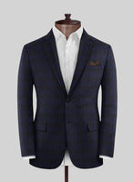 Italian Lark Indigo Blue Checks Flannel Suit - StudioSuits