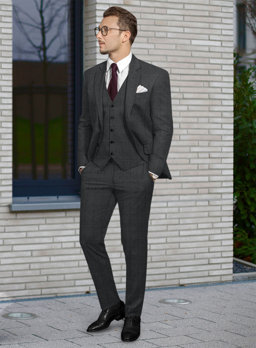 Italian Murano Byunca Dark Gray Wool Linen Suit - StudioSuits