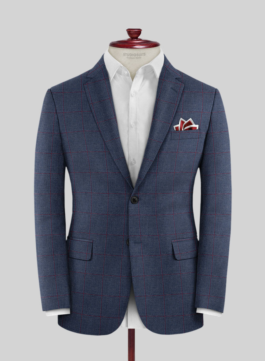 Italian Murano Leopo Blue Wool Linen Jacket - StudioSuits