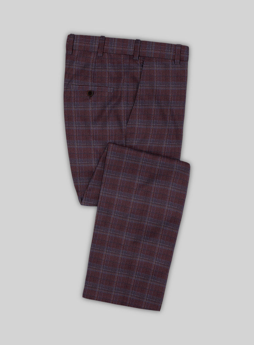 Italian Ofra Maroon Checks Flannel Pants - StudioSuits