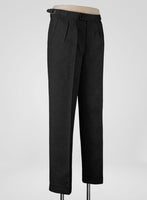 Italian Prato Black Dobby Linen Highland Trousers - StudioSuits