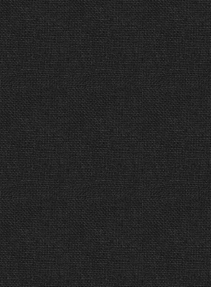 Italian Prato Black Dobby Linen Highland Trousers - StudioSuits