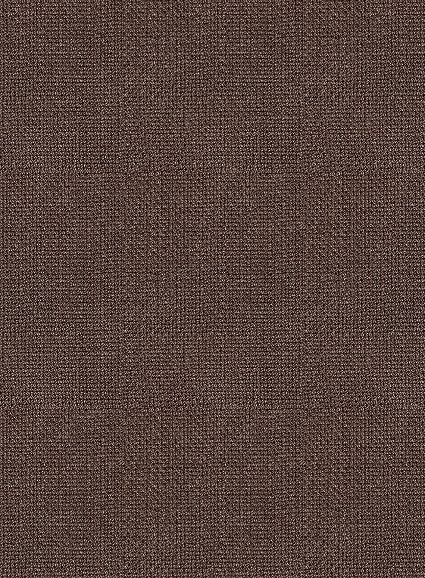 Italian Prato Brown Dobby Linen Highland Trousers - StudioSuits