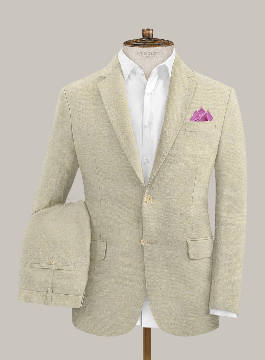 Italian Prato Khaki Linen Suit - StudioSuits