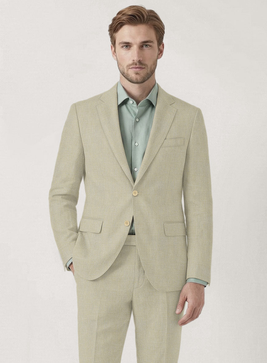 Italian Prato Khaki Linen Jacket - StudioSuits
