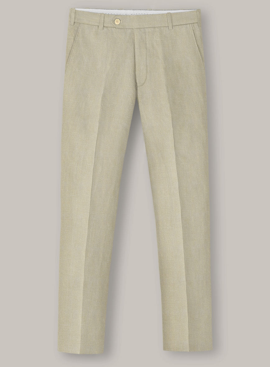 Italian Prato Khaki Linen Pants - StudioSuits
