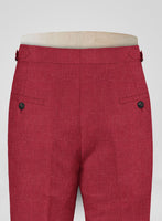 Italian Prato Red Dobby Linen Highland Trousers - StudioSuits