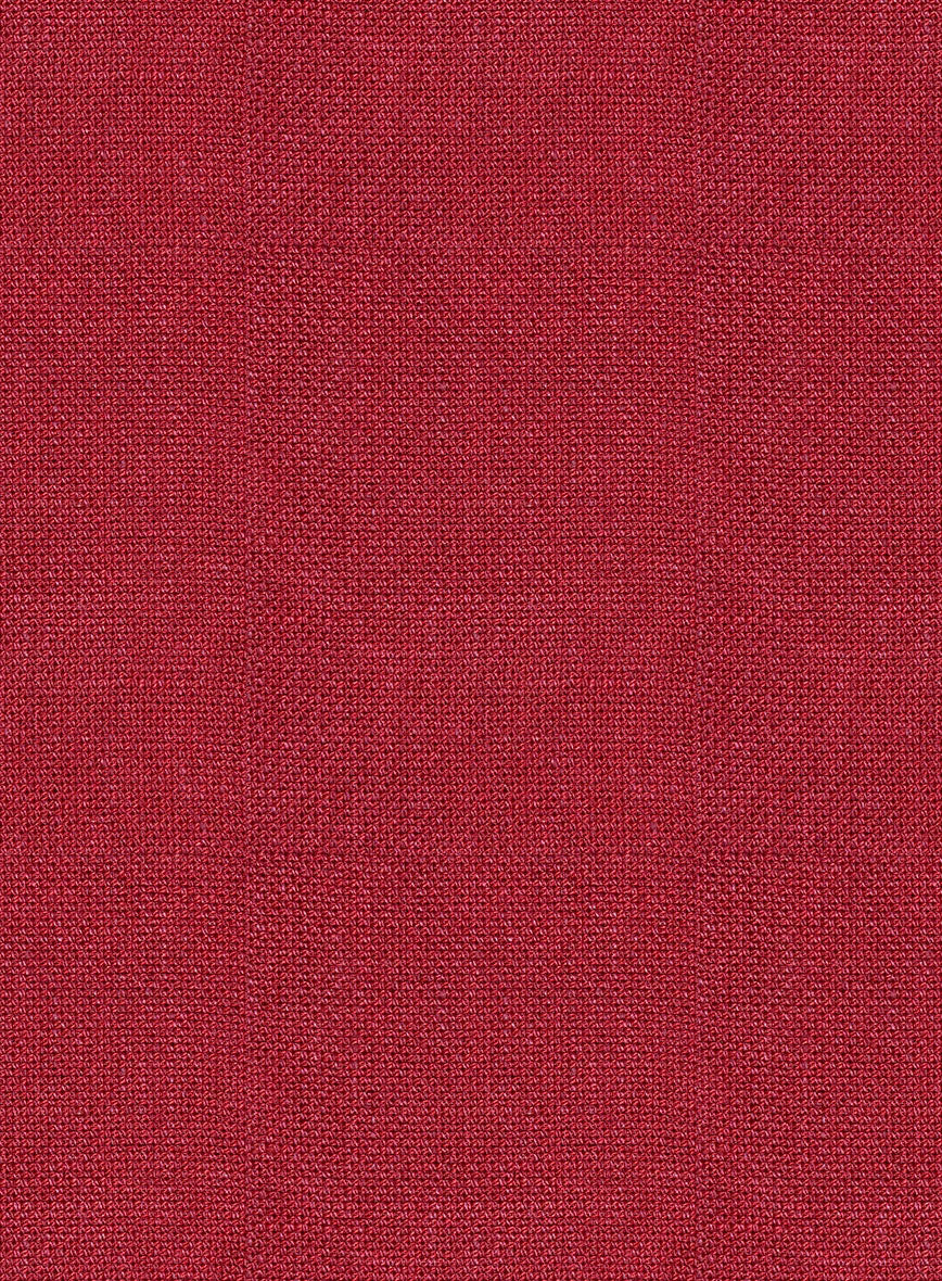 Italian Prato Red Dobby Linen Highland Trousers - StudioSuits