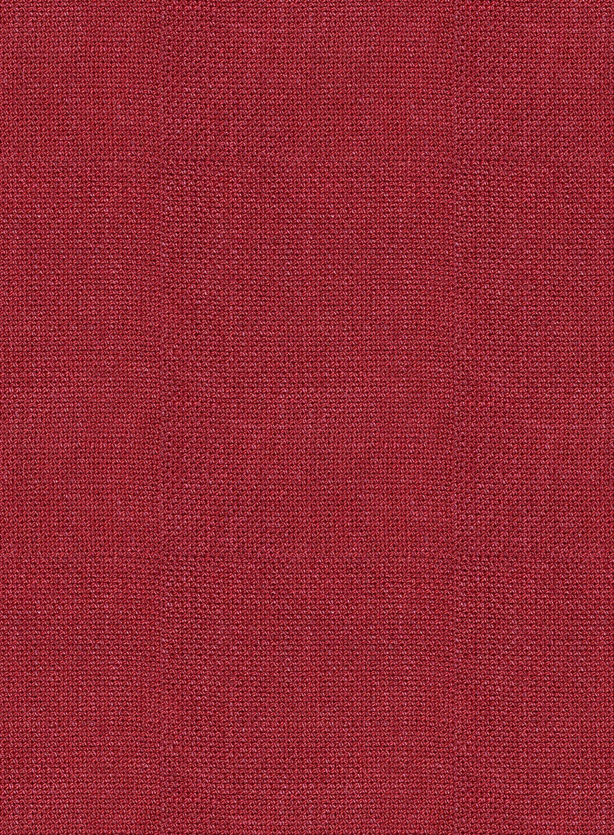 Italian Prato Red Dobby Linen Highland Trousers - StudioSuits