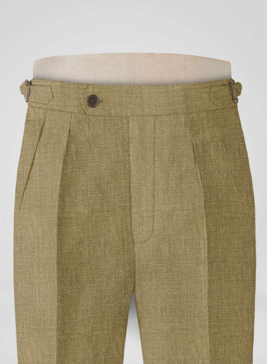 Italian Prato Tan Linen Highland Trousers - StudioSuits