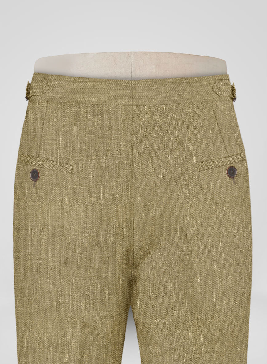 Italian Prato Tan Linen Highland Trousers - StudioSuits