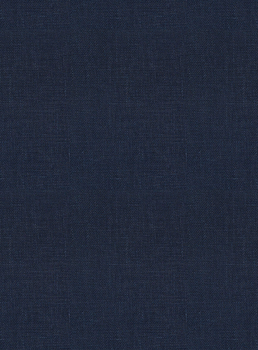 Italian Prato Oxford Blue Linen Highland Trousers - StudioSuits