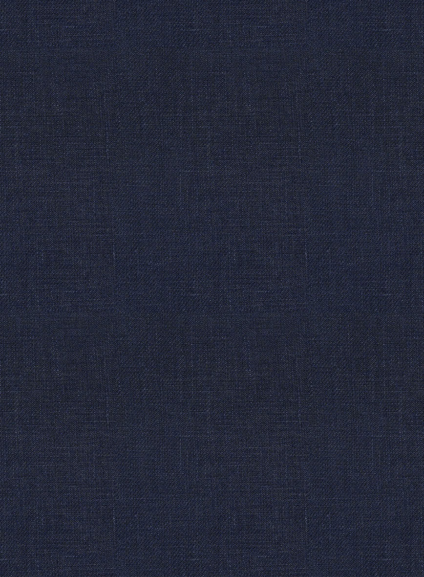 Italian Prato Oxford Blue Linen Highland Trousers - StudioSuits