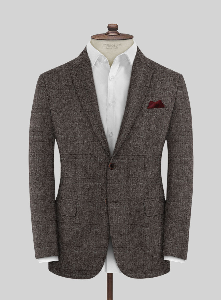 Italian Sift Brown Glen Flannel Jacket - StudioSuits