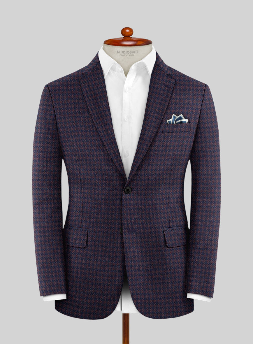 Italian Timas Purple Houndstooth Flannel Suit - StudioSuits