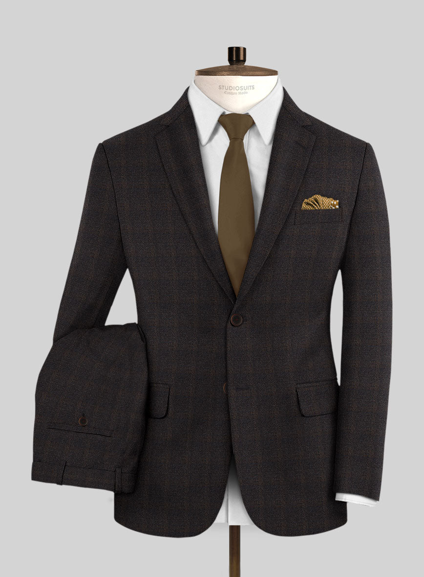 Italian Trek Brown Checks Flannel Suit - StudioSuits