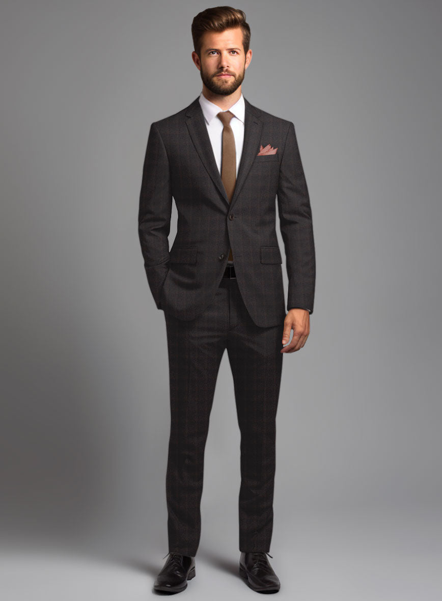 Italian Trek Brown Checks Flannel Suit - StudioSuits