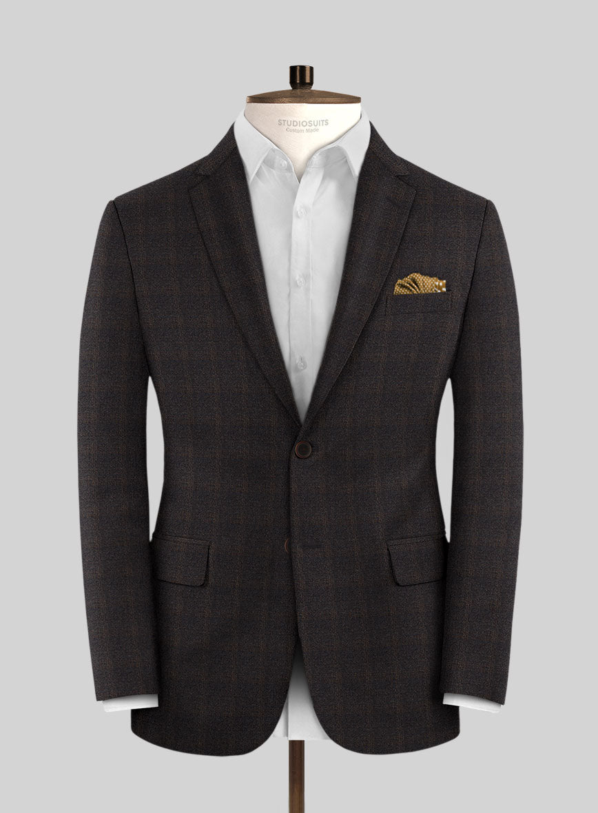 Italian Trek Brown Checks Flannel Suit - StudioSuits