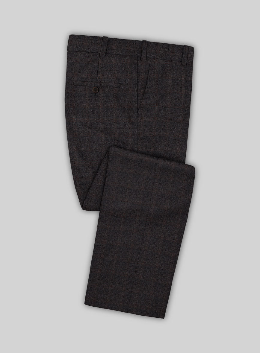 Italian Trek Brown Checks Flannel Suit - StudioSuits