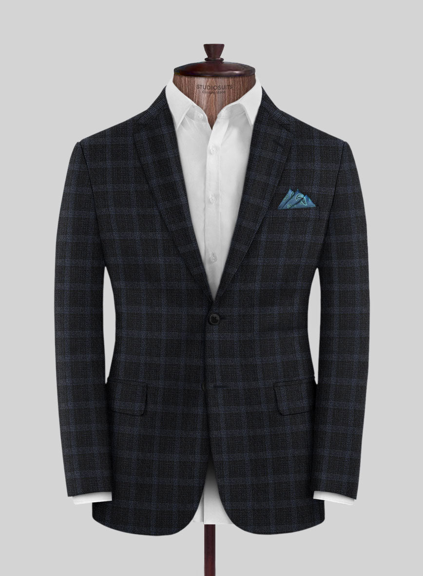 Italian Trek Dark Blue Checks Flannel Suit - StudioSuits