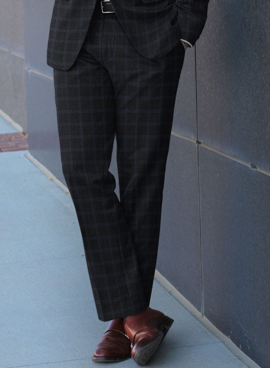 Italian Trek Dark Blue Checks Flannel Suit - StudioSuits