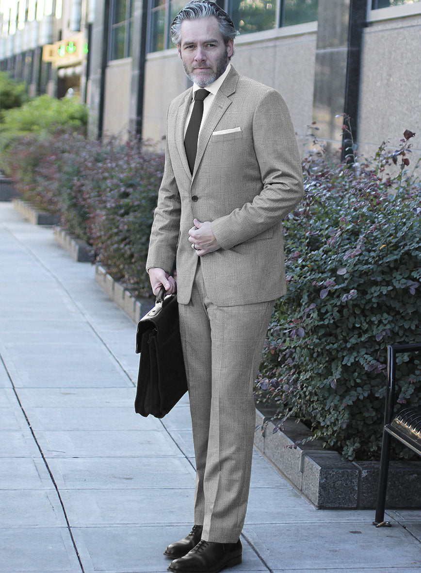 Italian Uben Gray Glen Flannel Suit - StudioSuits