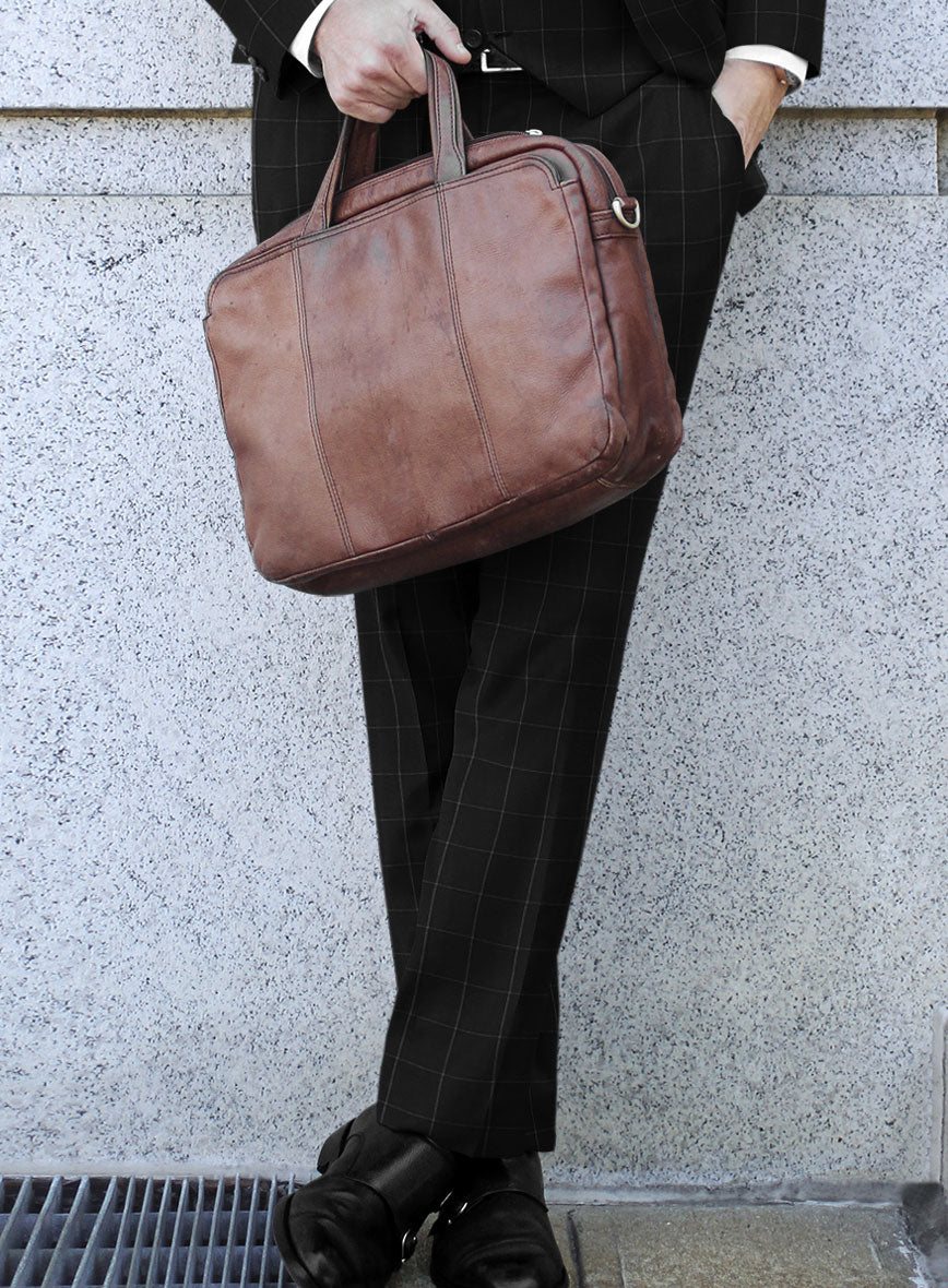Italian Zergi Black Windowpane Flannel Suit - StudioSuits