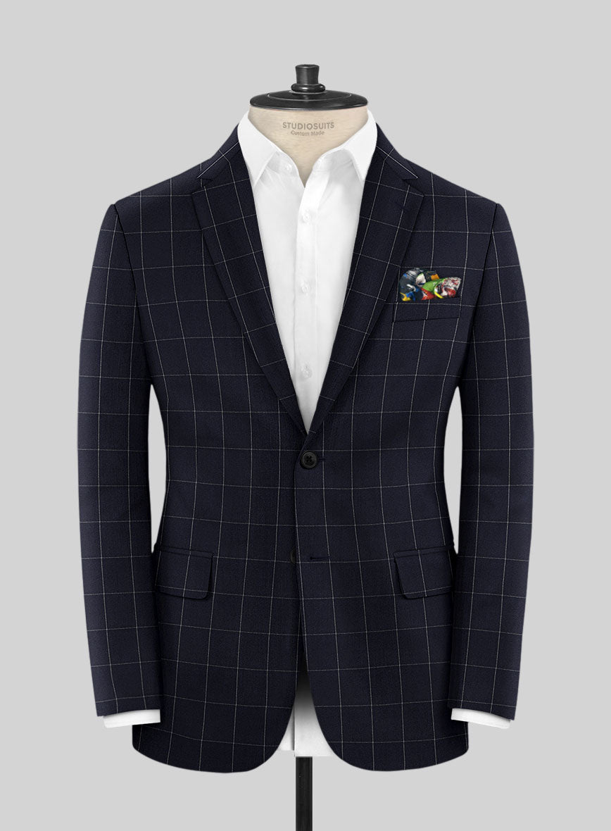 Italian Zergi Blue Windowpane Flannel Jacket - StudioSuits