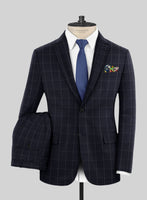 Italian Zergi Blue Windowpane Flannel Suit - StudioSuits