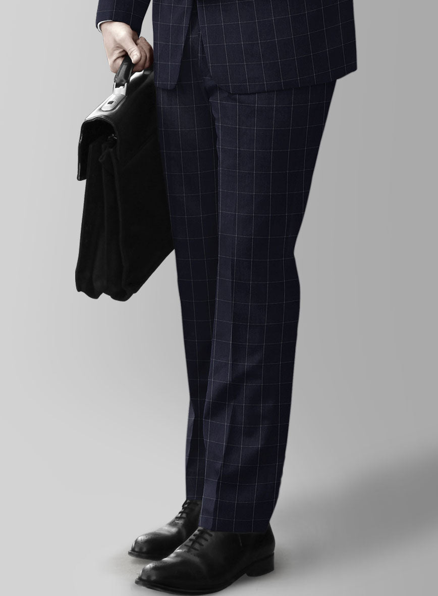 Italian Zergi Blue Windowpane Flannel Suit - StudioSuits