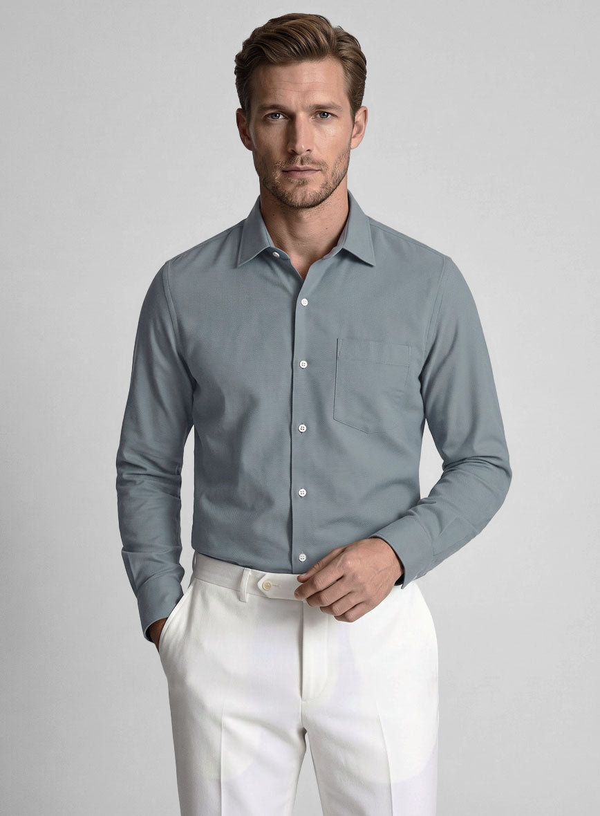 Marble Blue Stretch Poplene Shirt - StudioSuits