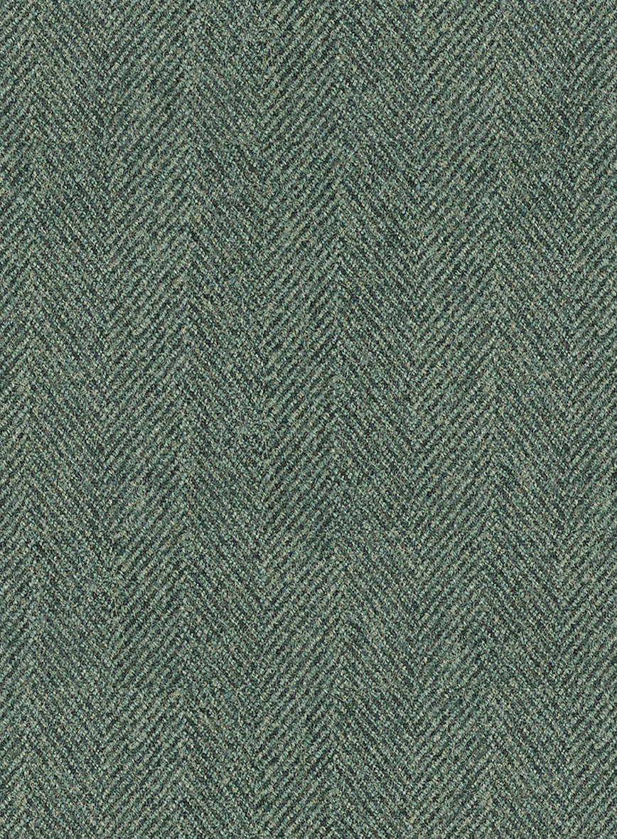 Naples Wide Herringbone Sage Green Tweed Pants - StudioSuits