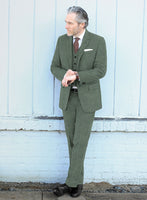 Naples Wide Herringbone Sage Green Tweed Suit - StudioSuits