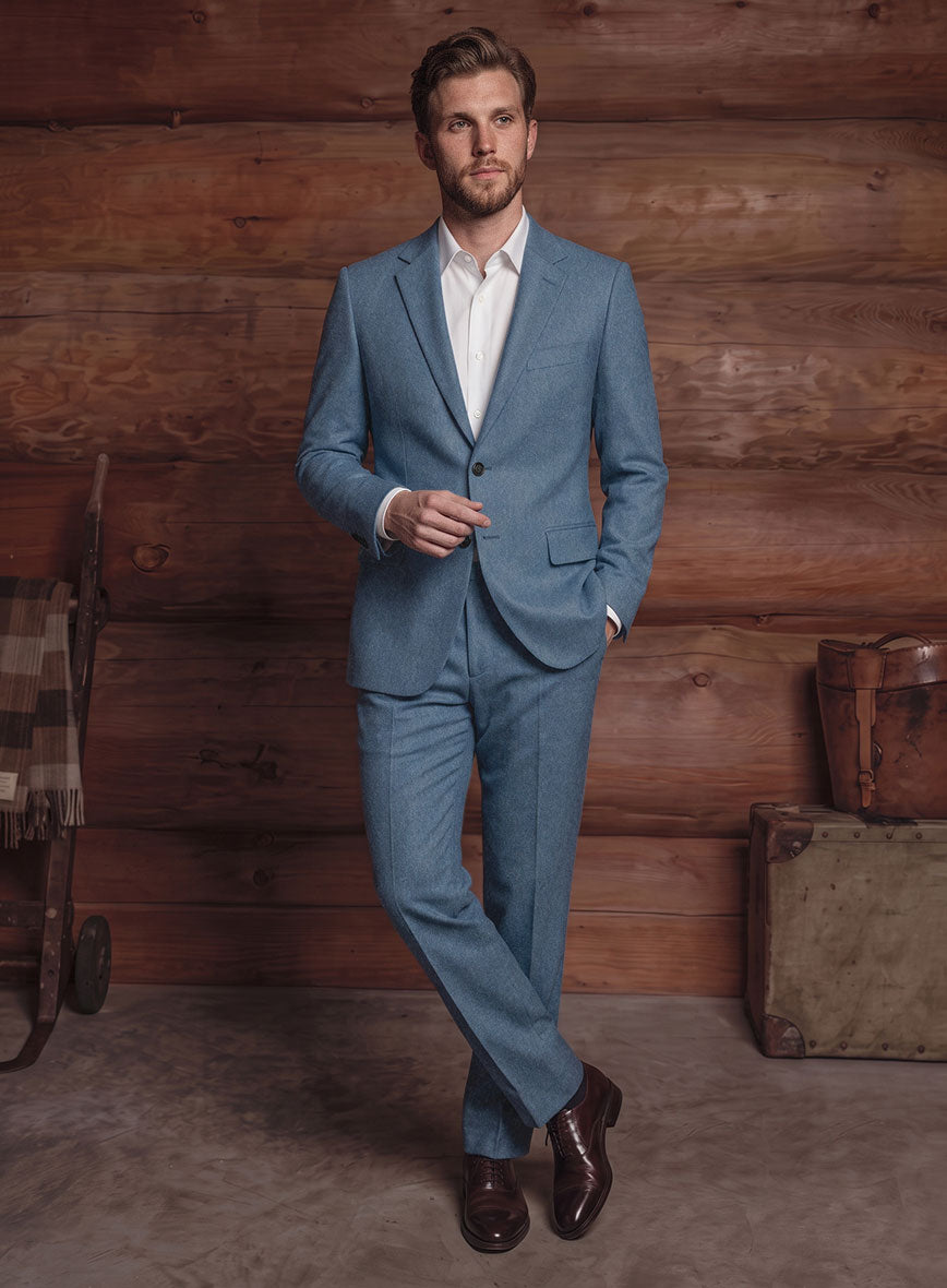 Naples Retro Blue Tweed Suit - StudioSuits