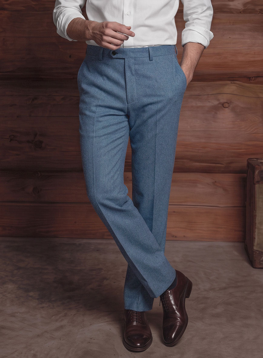 Naples Retro Blue Tweed Pants - StudioSuits