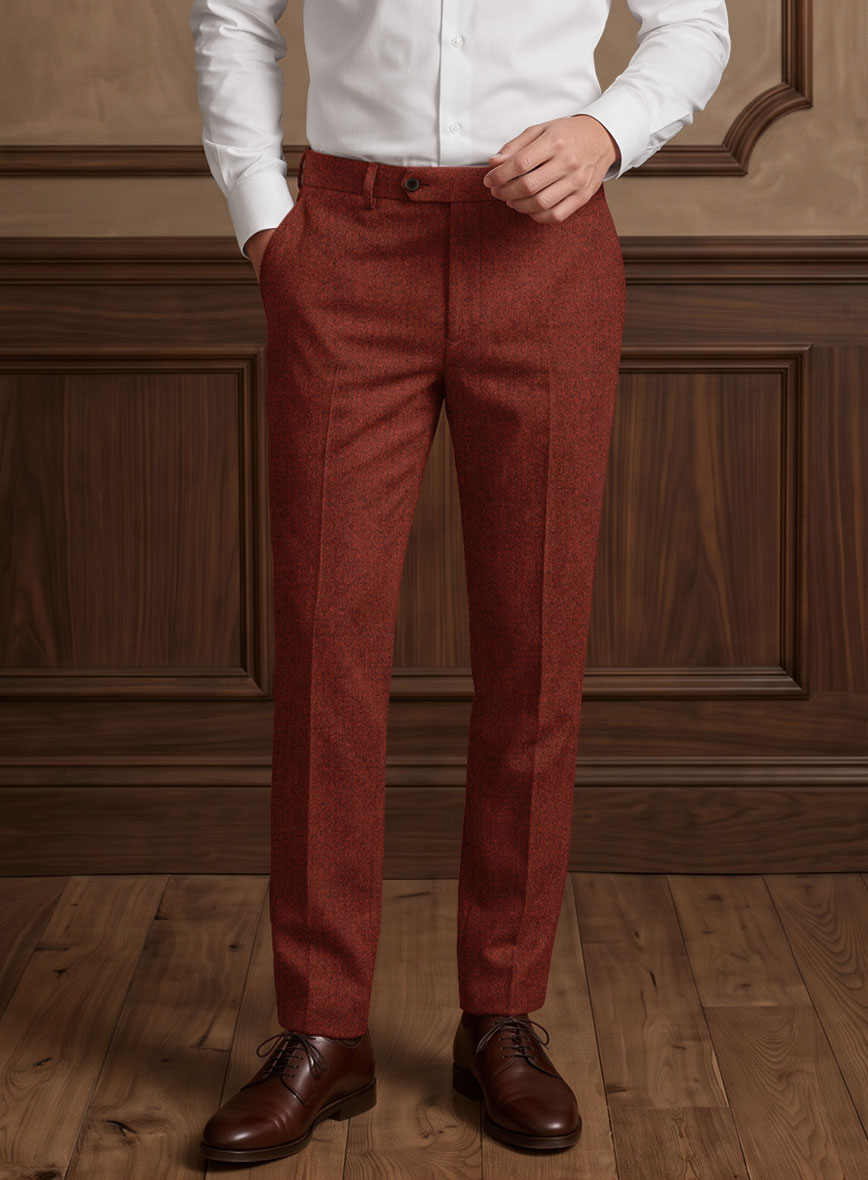 Naples Sundowner Rust Tweed Pants - StudioSuits