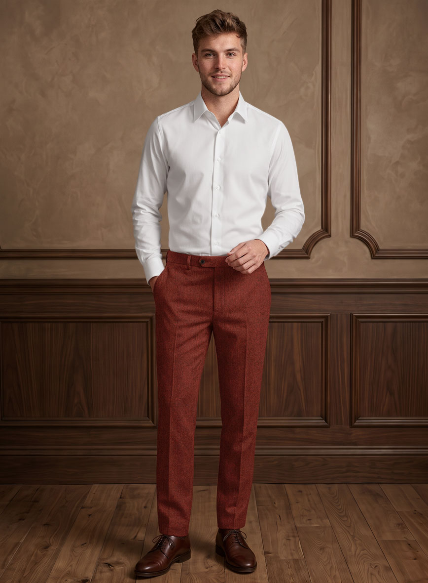 Naples Sundowner Rust Tweed Pants - StudioSuits