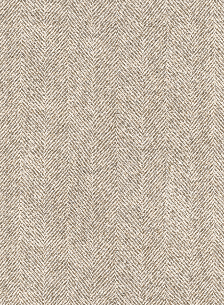 Naples Wide Herringbone Beige Tweed Pants - StudioSuits