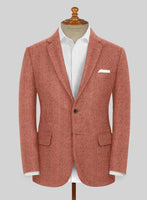 Naples Wide Herringbone Caramine Pink Tweed Jacket - StudioSuits