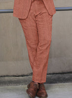 Naples Wide Herringbone Caramine Pink Tweed Pants - StudioSuits