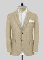 Naples Wide Herringbone Dark Beige Tweed Jacket - StudioSuits