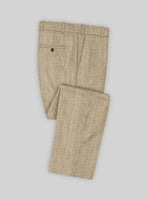 Naples Wide Herringbone Dark Beige Tweed Pants - StudioSuits